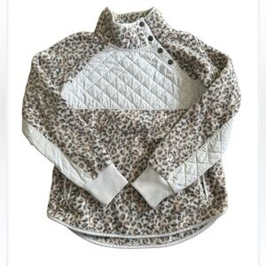 Abercrombie and Fitch Leopard Print Asymmetric Snap Fleece Jacket Womens SMALL